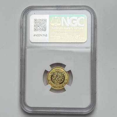 【金钰满堂钱币第四十三期】中国金银币/NGC评级币/金总封装币/国外金币 2004年猴年生肖1/10盎司彩色金币评级NGC70分 带证书 纯金3.11克