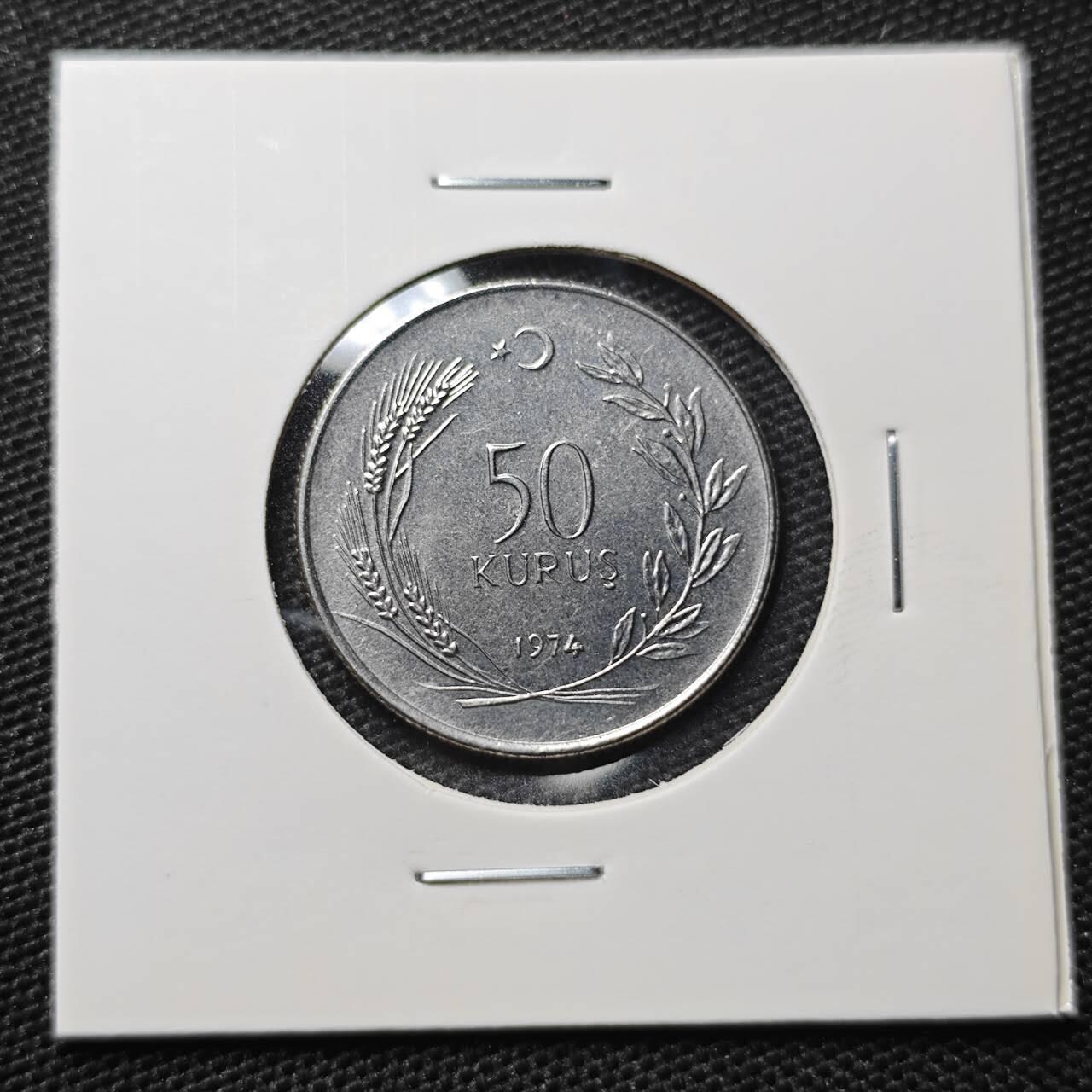 KK钱币收藏小铺 第309期 2月预留时间 周末发货 1974土耳其50库鲁 好品 披纱女士