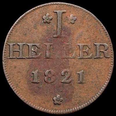修遠堂世界钱币第七十八期 - 1821年法兰克福1 Heller铜币