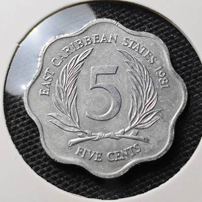 KK钱币收藏小铺 第309期 2月预留时间 周末发货 - 1981 东加勒比5分 好品