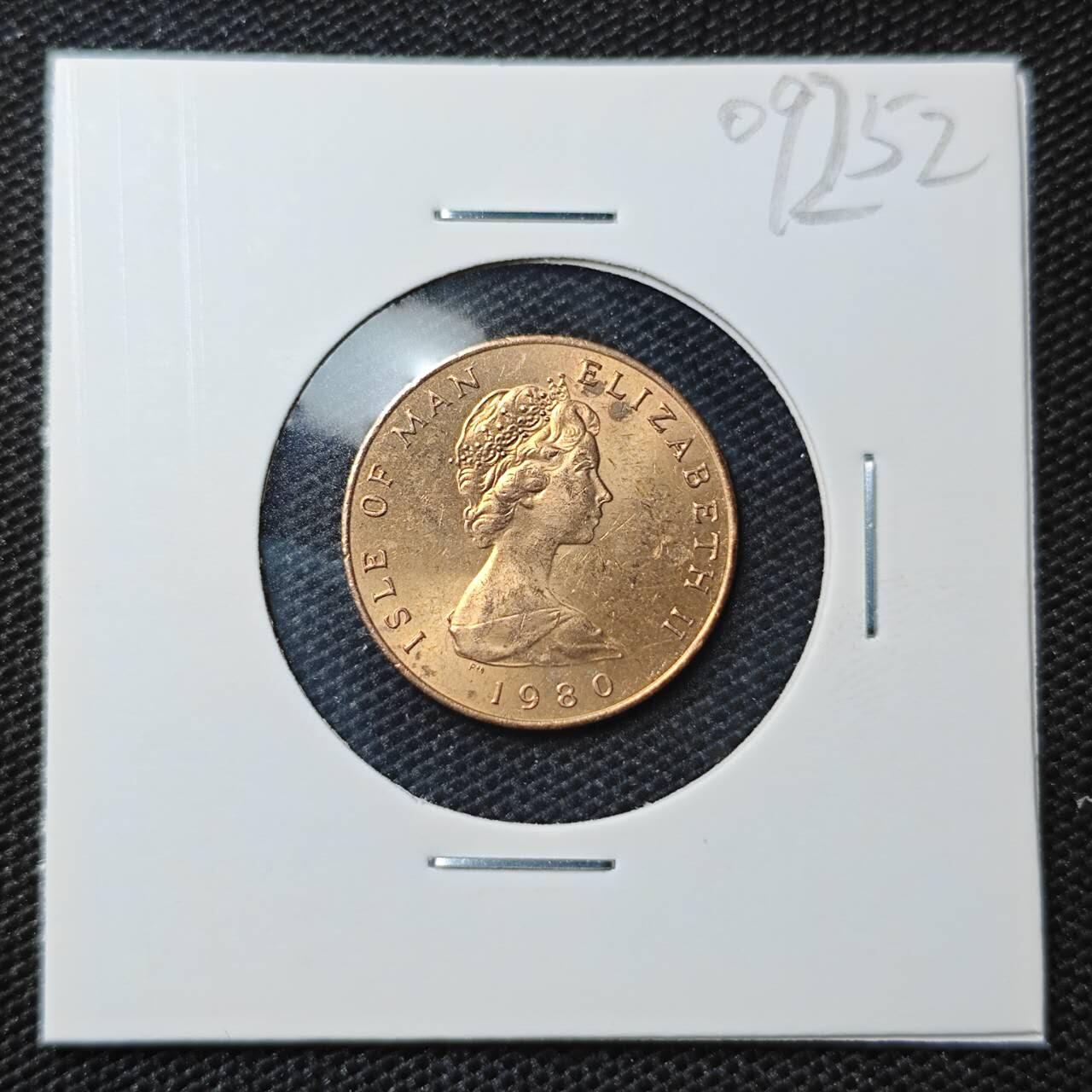 KK钱币收藏小铺 第309期 2月预留时间 周末发货 1980马恩岛1便士 猫 好品铜币