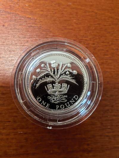 长老汇蛇年精选第二十五场拍卖 - 1989英国苏格兰蓟1英镑精制加厚银币，盒证全，1万套
