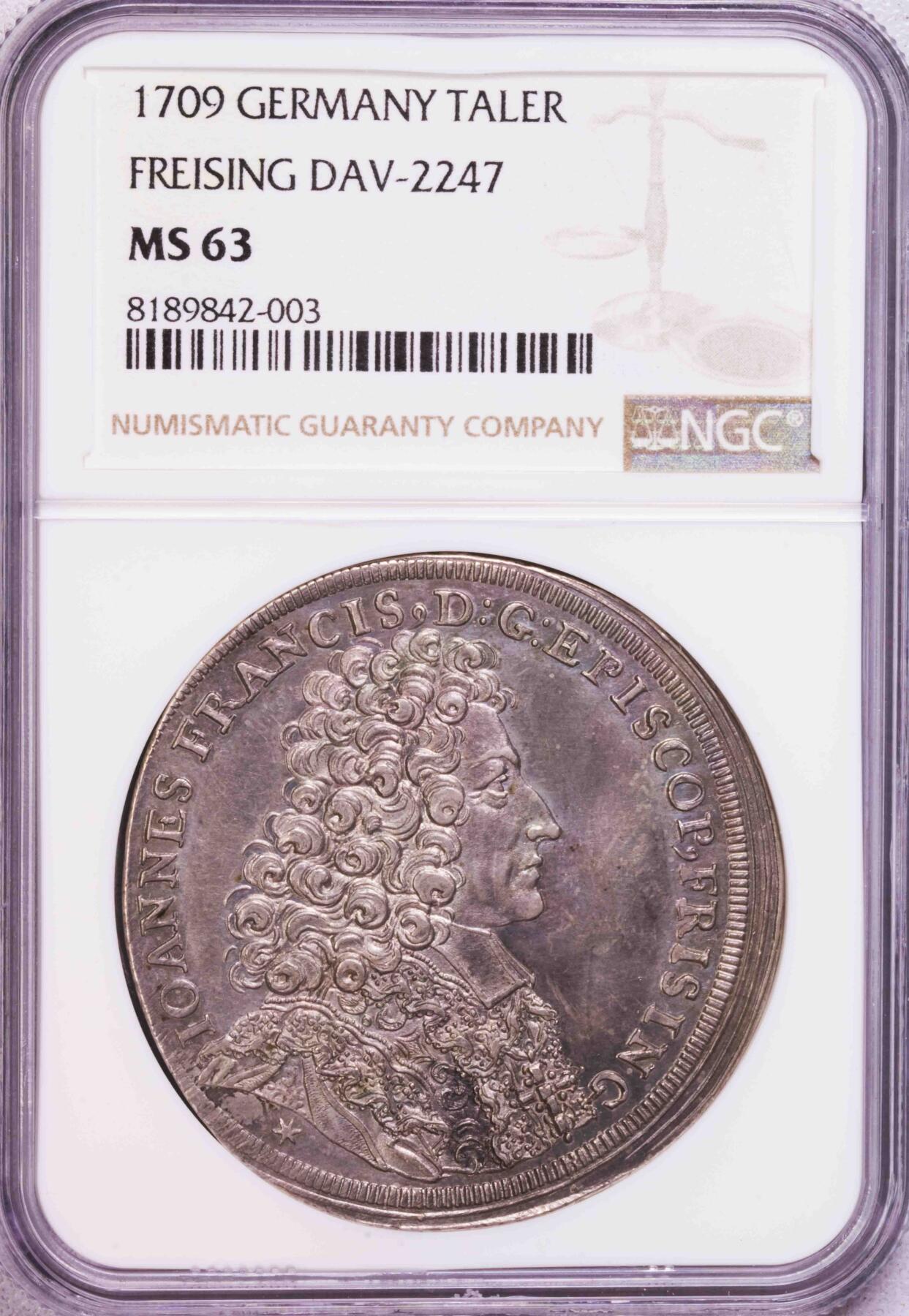 NGC-MS63 1709福莱辛堡大波浪公爵纹章泰勒 冠军分