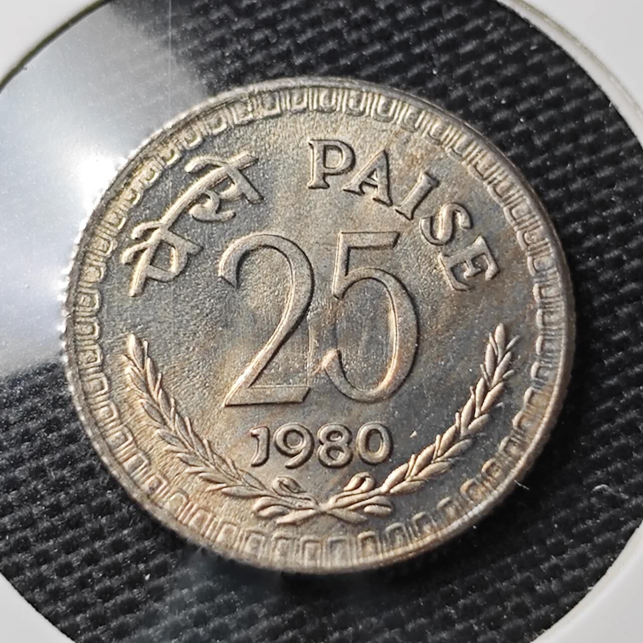 KK钱币收藏小铺 第309期 2月预留时间 周末发货 1980印度25派沙 好品