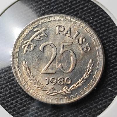 KK钱币收藏小铺 第309期 2月预留时间 周末发货 - 1980印度25派沙 好品
