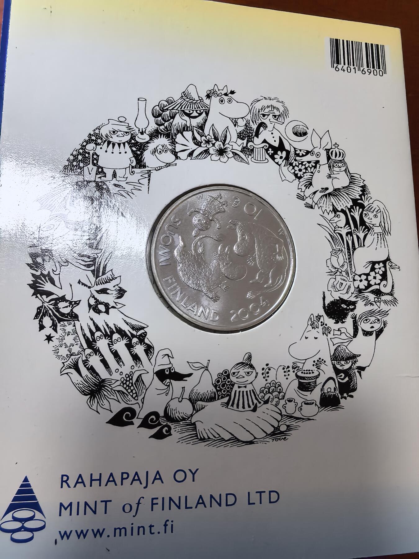 长老汇蛇年精选第二十五场拍卖 2004芬兰儿童文学作家托芙扬松10欧元银币，普制5万枚，精制2万枚，卡装
