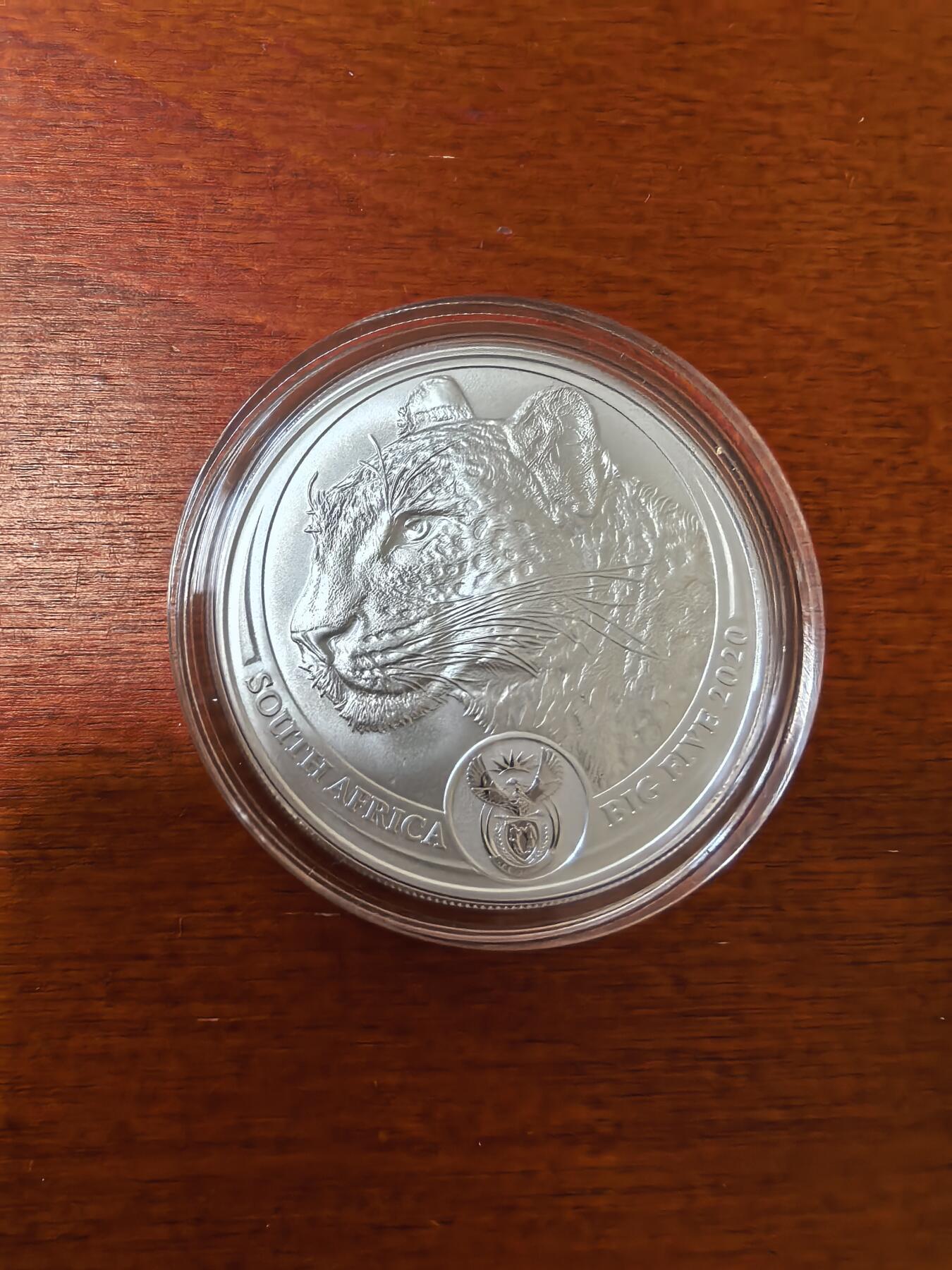 长老汇蛇年精选第二十五场拍卖 2020南非非洲五霸之一猎豹5朗德银币，卡装，1.5万枚