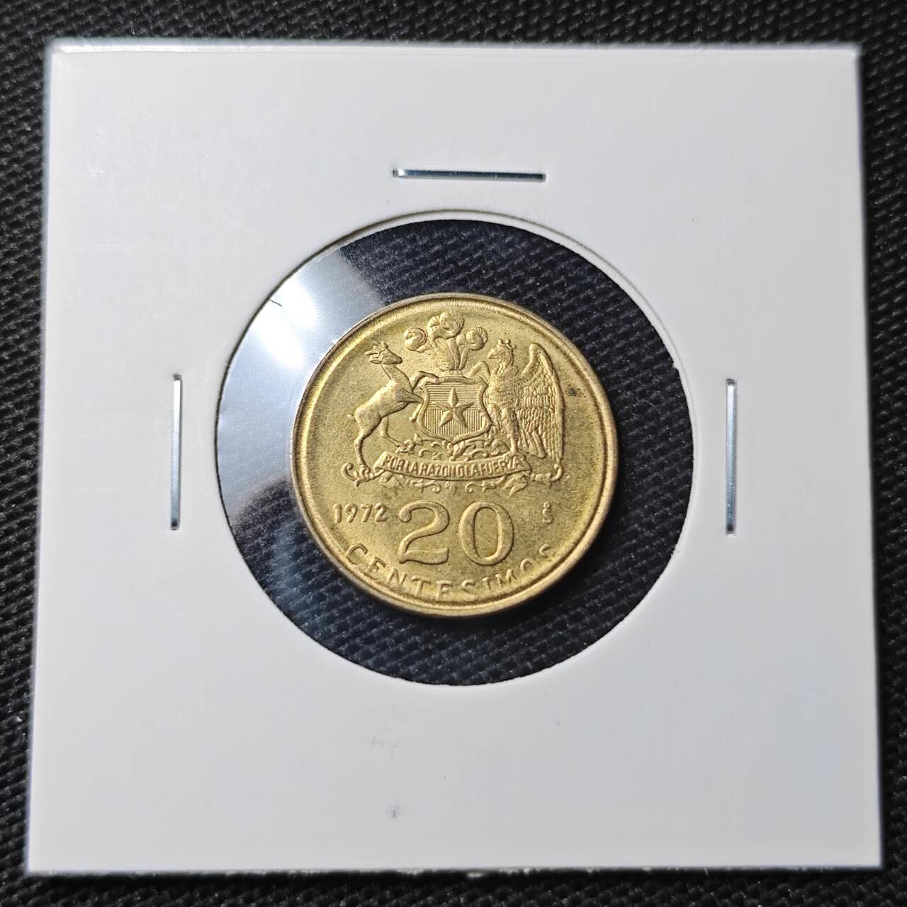 KK钱币收藏小铺 第309期 2月预留时间 周末发货 1972智利20分 好品铜币