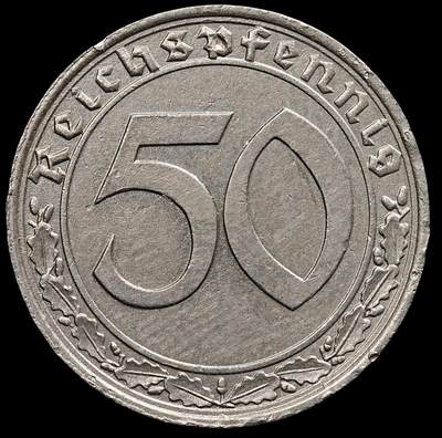 修遠堂世界钱币第七十八期 - 1939年德三50芬尼 A厂铭