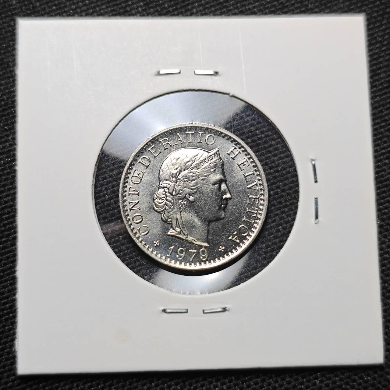 KK钱币收藏小铺 第309期 2月预留时间 周末发货 1979瑞士20分 好品 细节好看