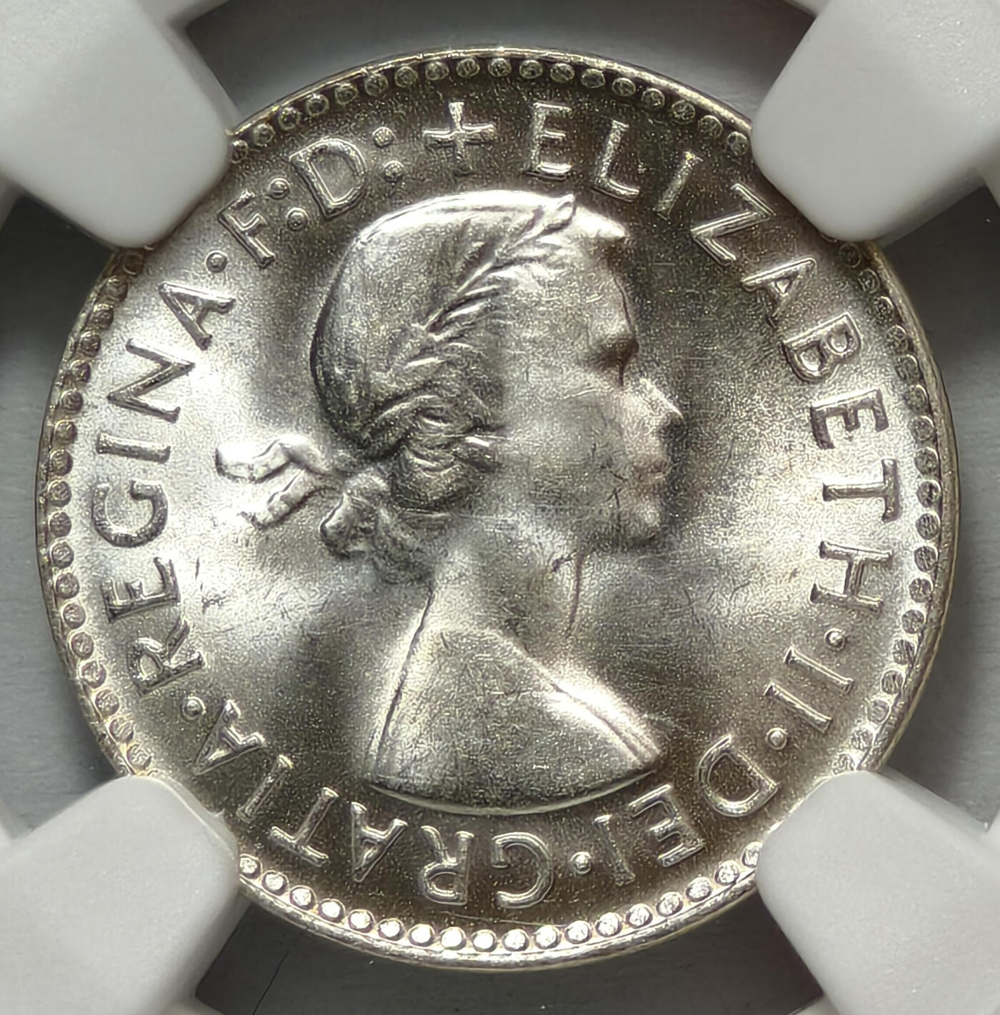 紫瑗钱币——第575期 澳大利亚 1963年 伊丽莎白二世 3便士 银币 NGC MS65