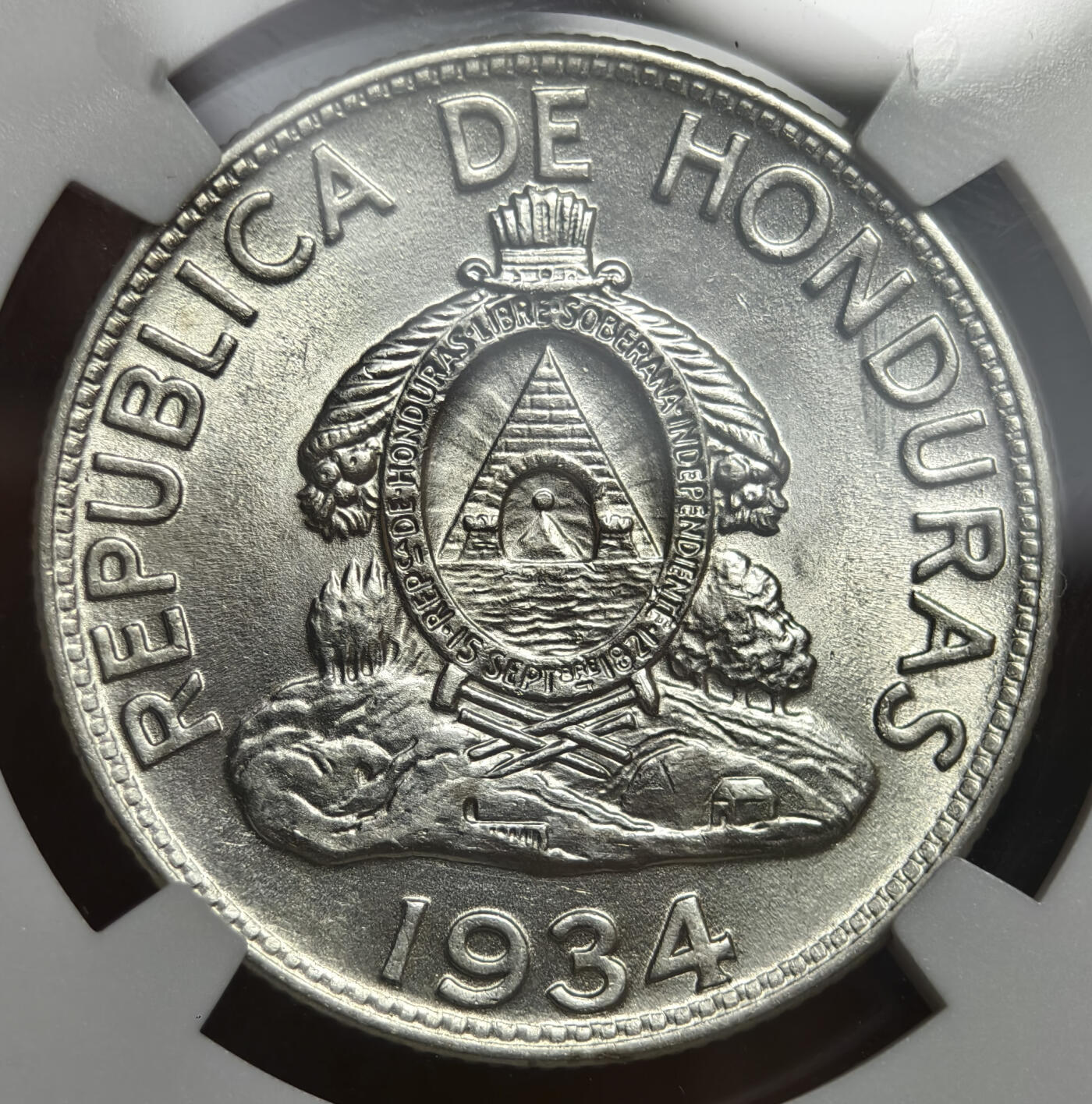 紫瑗钱币——第576期 洪都拉斯 1934年 伦皮拉肖像 NGC MS63 少见品种 可以说是麦西奇首拍