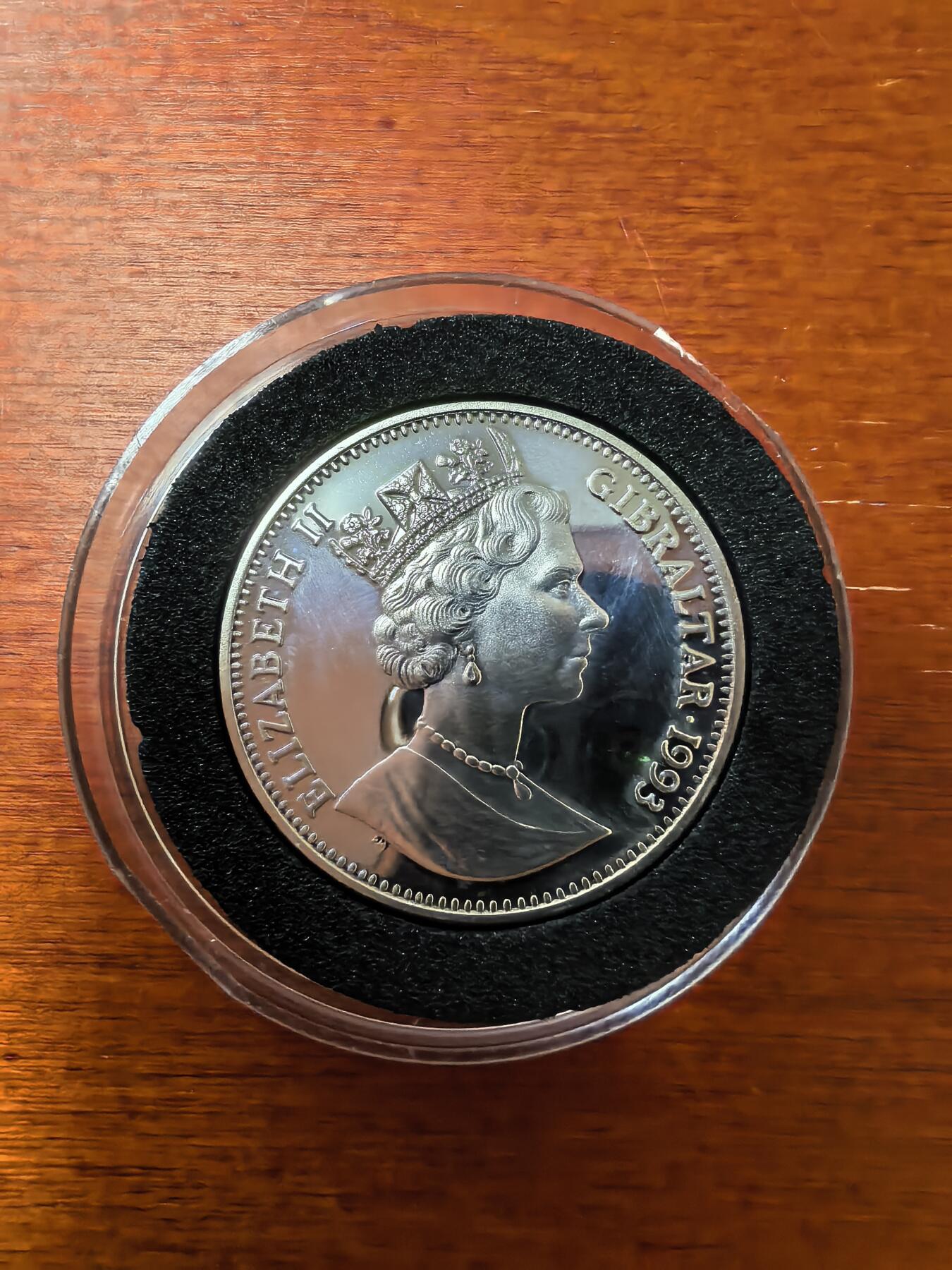 长老汇蛇年精选第二十五场拍卖 1993直布罗陀丘吉尔14埃居精制加厚银币，盒证全，5000枚