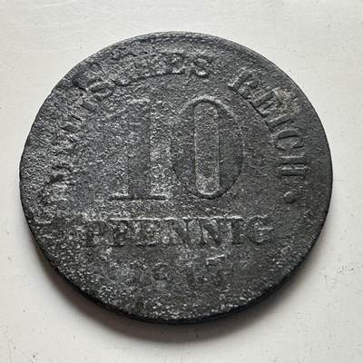 🌹外币初藏🌹🐯2025年第78场  每周二四六晚8️⃣点 接代拍 - 德国1917年10芬尼 一战锌币