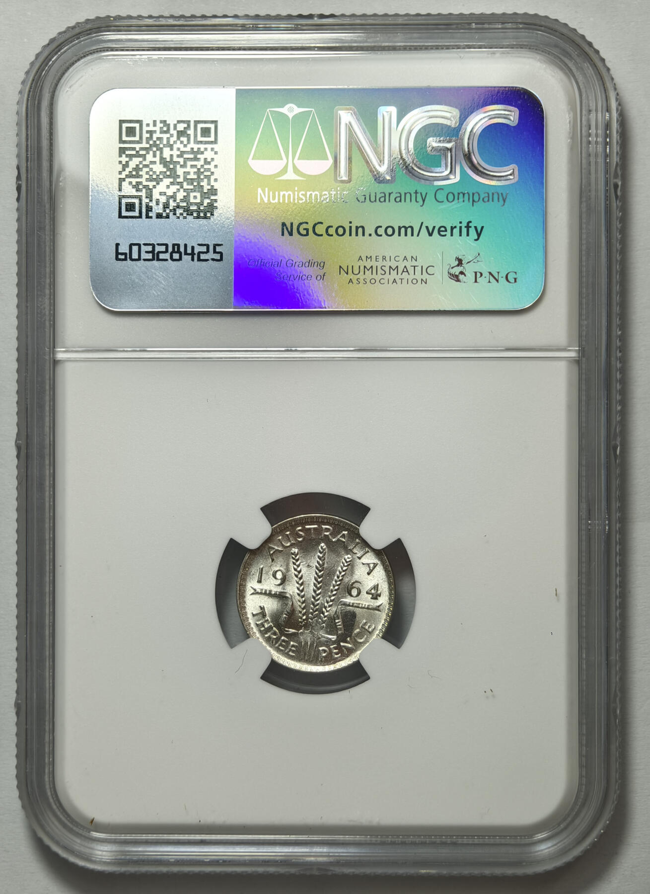 紫瑗钱币——第575期 澳大利亚 1964年 伊丽莎白二世 3便士 银币 NGC MS64