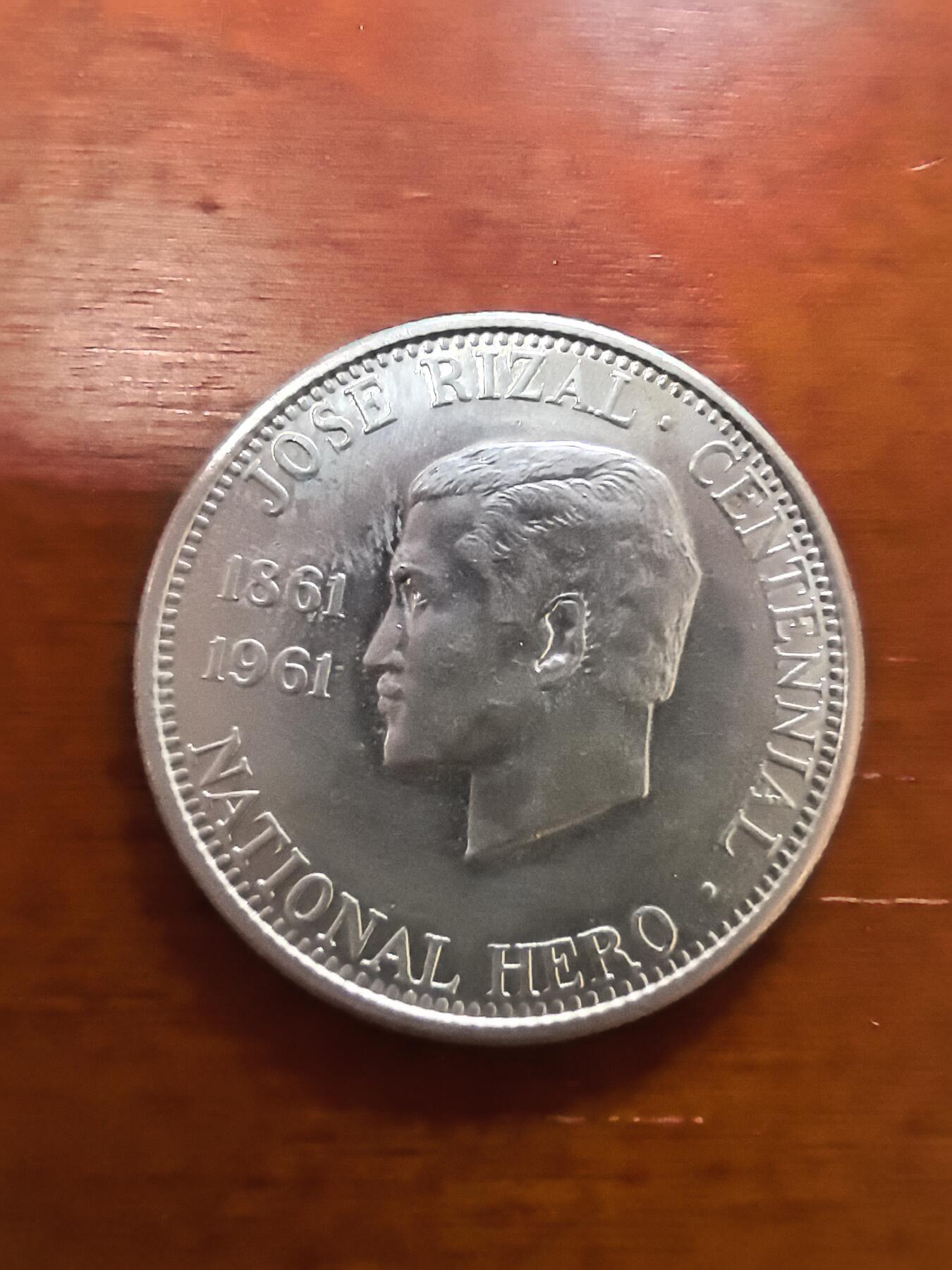 长老汇蛇年精选第二十五场拍卖 1961菲律宾国家英雄系列黎萨尔半比索银币，12.5克900银，唯一一枚半比索面值银币