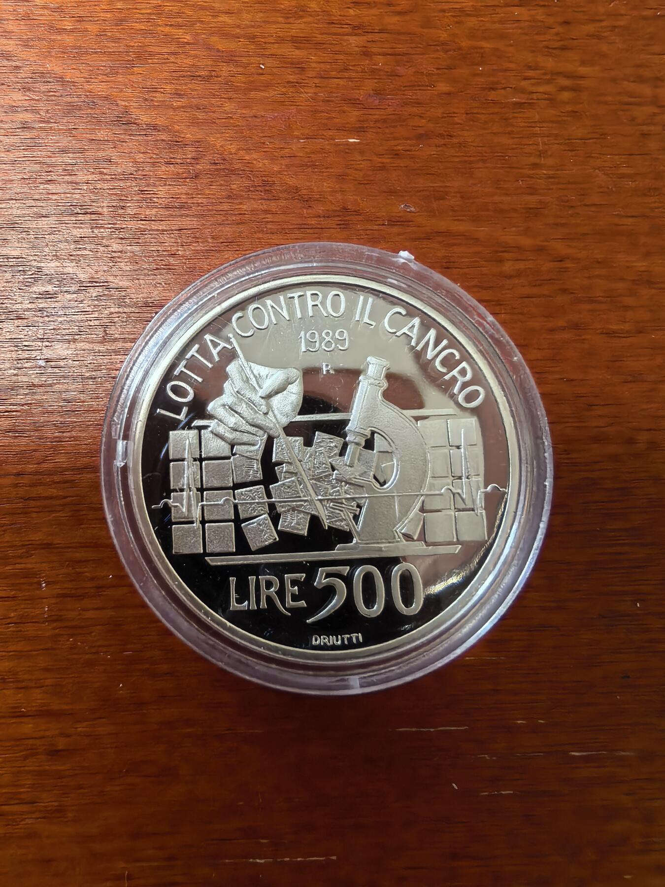 长老汇蛇年精选第二十五场拍卖 1989意大利抗癌500里拉精制银币，盒证全，7598枚