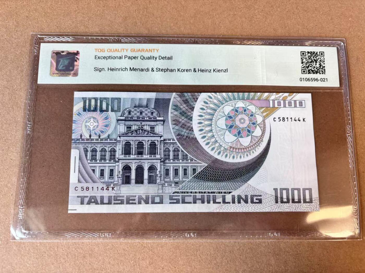 【Blue Auction】世界纸币精拍第698期【精】——18级TOP拍卖/信誉/品质/专业/高效💫 奥地利 1983年1000先令 薛定谔 TQG66EPQ 