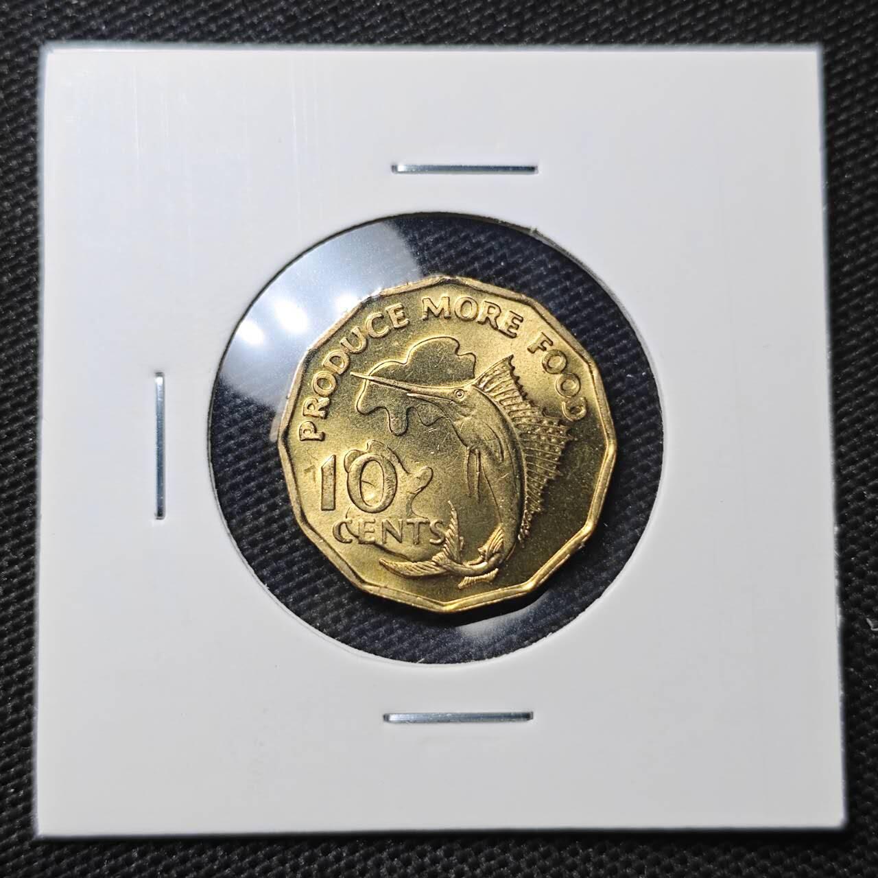 KK钱币收藏小铺 第309期 2月预留时间 周末发货 1977塞舌尔 10分好品铜币 剑鱼