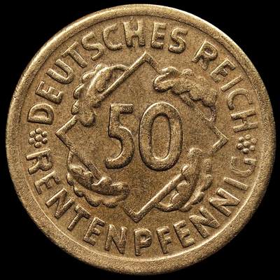 修遠堂世界钱币第七十八期 - 1924年德国50芬尼 A厂铭