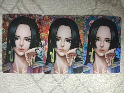 花开卡拍第31期（7月20号周日截拍，品控勿拍!!!拍品不寄存，运费5元，自制卡难免瑕疵，可能存在轻微撞角爆边等出厂瑕疵，品控介意勿拍！） - 海贼王 女帝 汉库克 大头照 彩闪 异色 3张