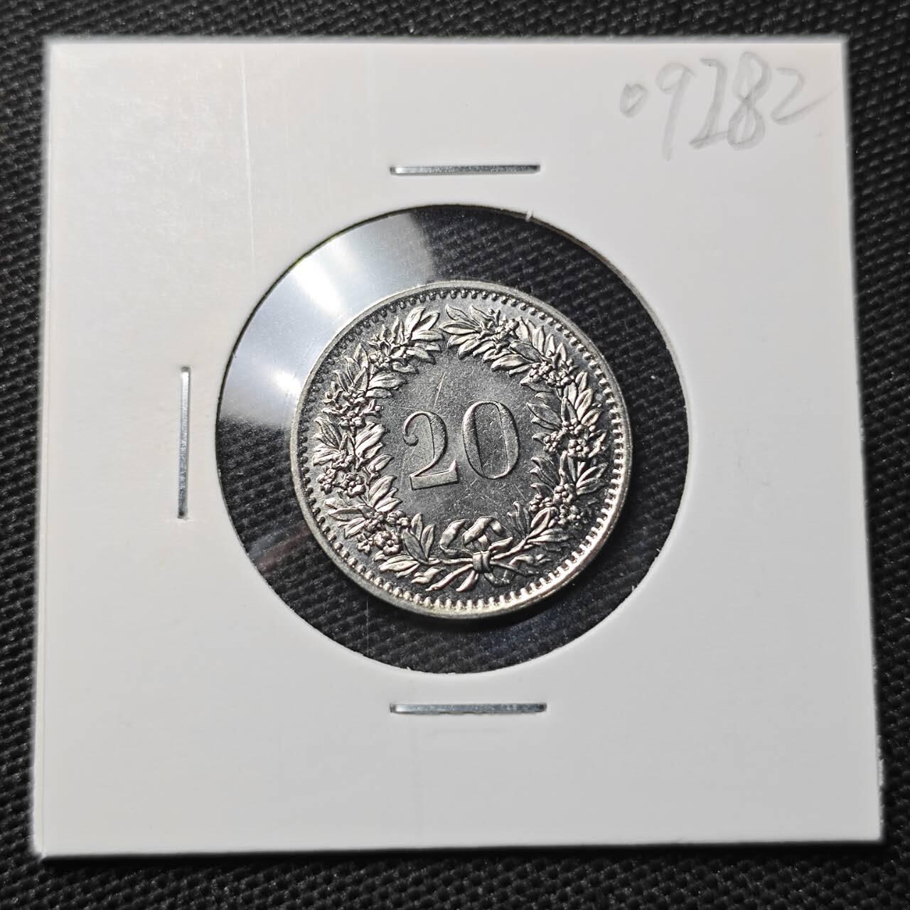KK钱币收藏小铺 第309期 2月预留时间 周末发货 1979瑞士20分 好品 细节好看