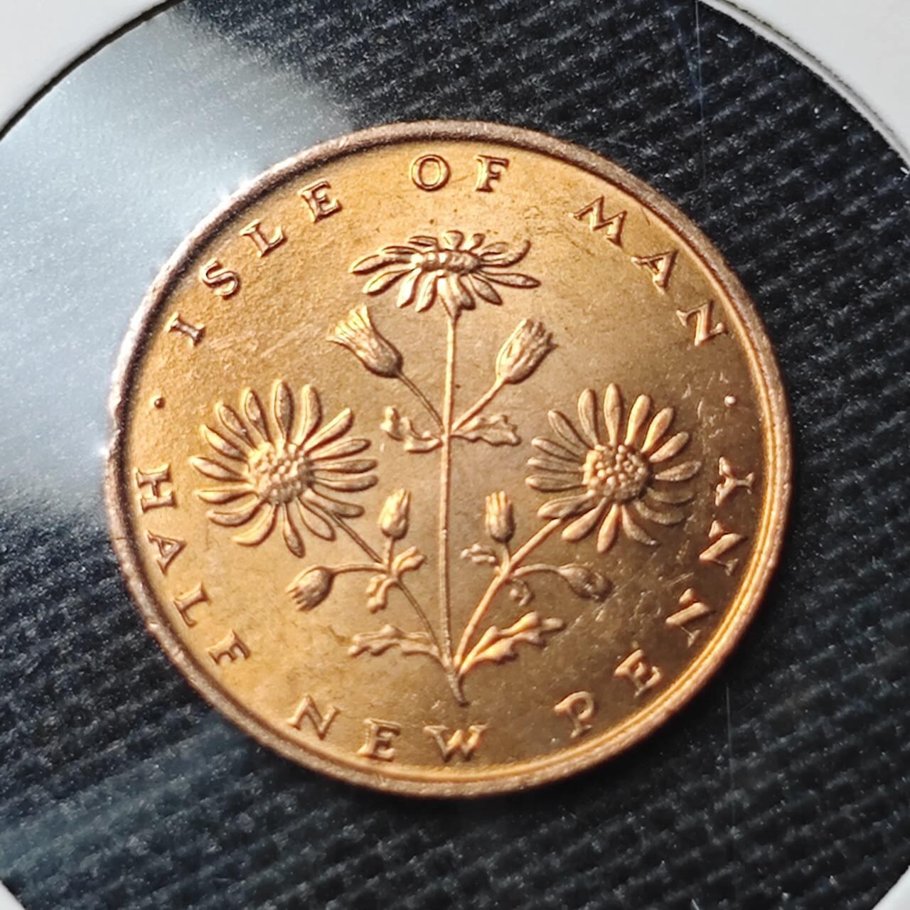KK钱币收藏小铺 第309期 2月预留时间 周末发货 1975马恩岛1/2便士 好品铜币