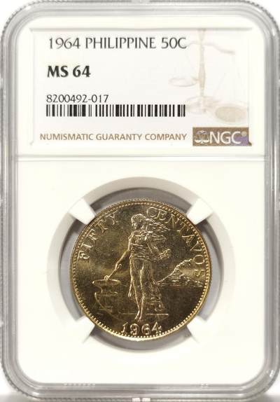 博洋堂世界钱币拍卖第131期（全场包邮） - NGC MS64 菲律宾1964年打铁女神50分
