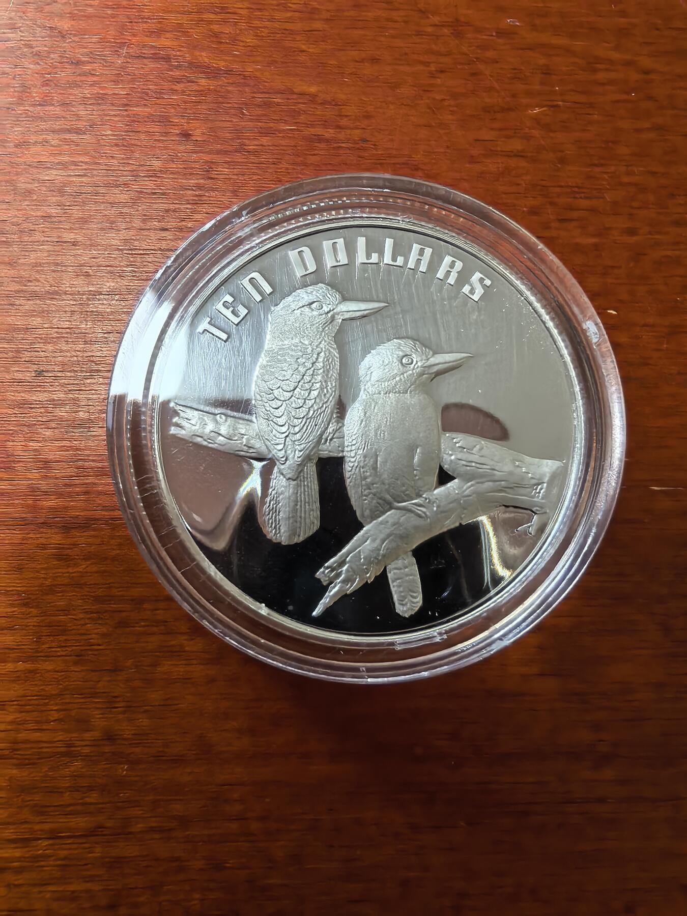 长老汇蛇年精选第二十五场拍卖 1989澳大利亚笑翠鸟10元精制银币，盒证全，5万枚