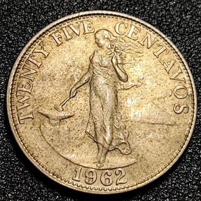 泉币菌-第55场-各国散币场 - 美属菲律宾25分 1962年 24mm火山女神