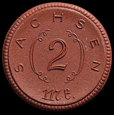 修遠堂世界钱币第七十八期 - 1921年德国紧急时期萨克森2马克陶瓷币 完全未流通