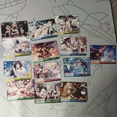 花开卡拍第31期（7月20号周日截拍，品控勿拍!!!拍品不寄存，运费5元，自制卡难免瑕疵，可能存在轻微撞角爆边等出厂瑕疵，品控介意勿拍！） - 黑白双翼 碧蓝航线 妹卡 横版 不重复 13张