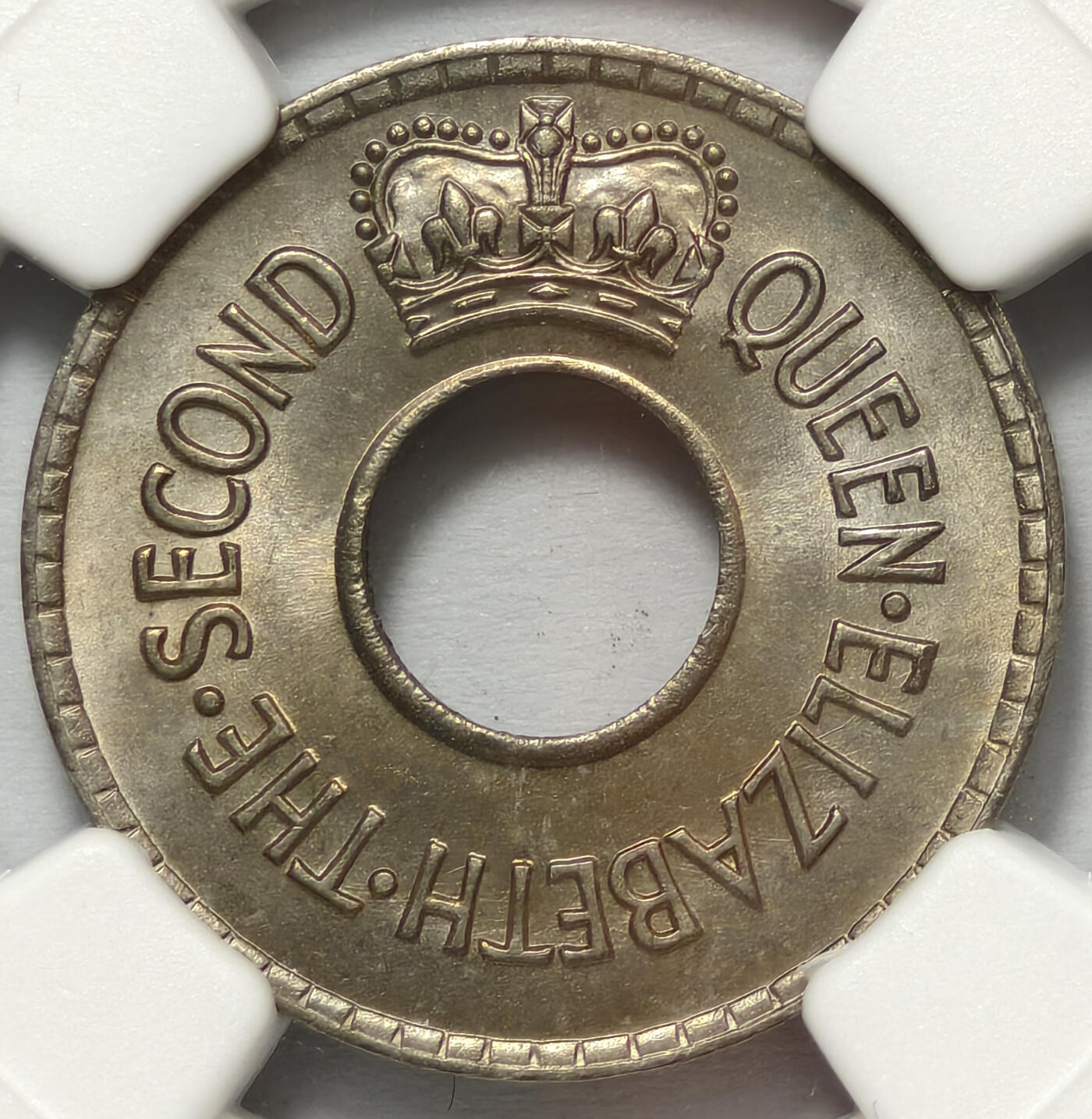 紫瑗钱币——第575期 	斐济 1954年 伊丽莎白二世 半便士 NGC MS65