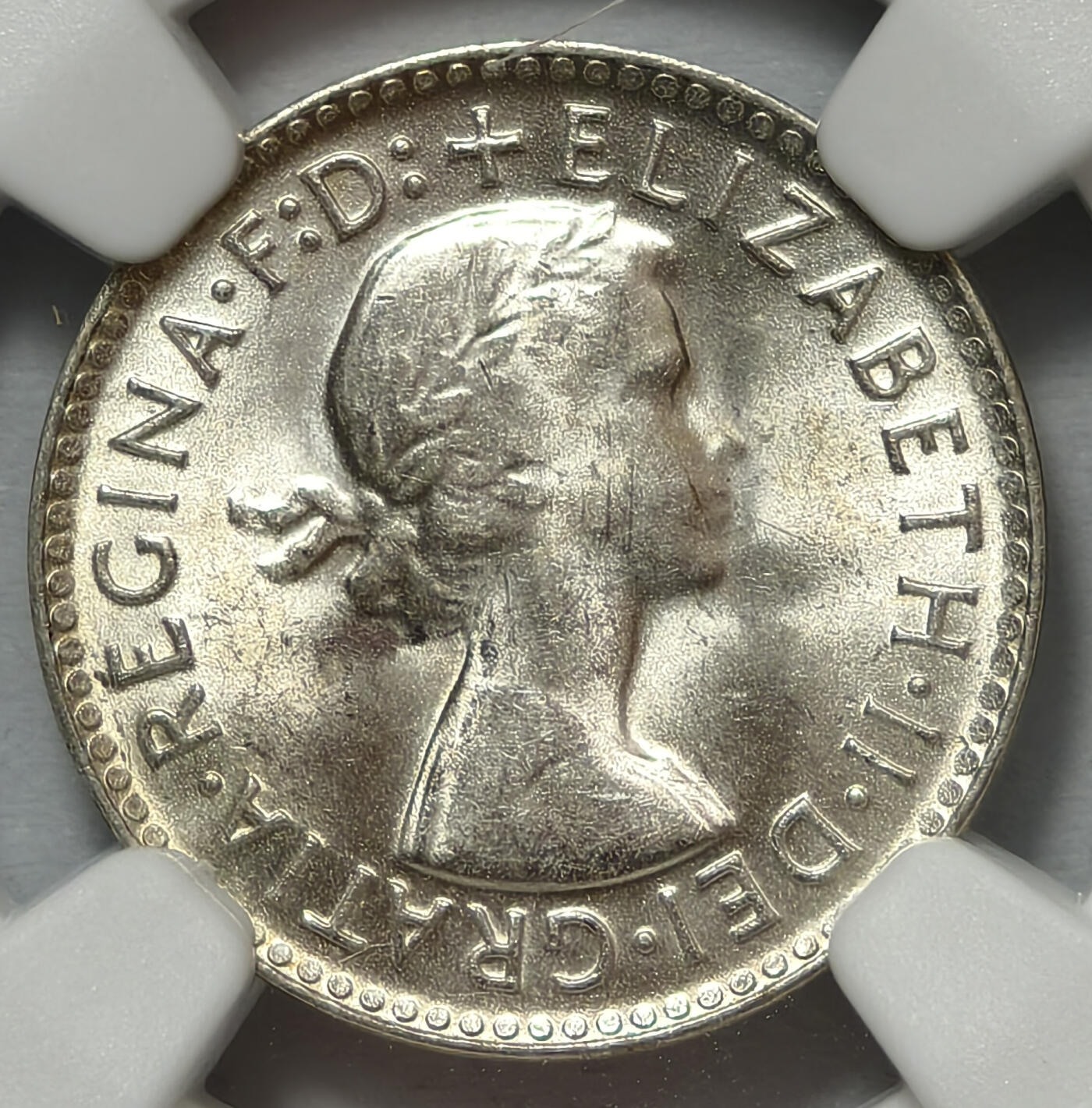 紫瑗钱币——第575期 澳大利亚 1964年 伊丽莎白二世 3便士 银币 NGC MS64