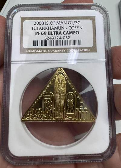 【金钰满堂钱币第四十三期】中国金银币/NGC评级币/金总封装币/国外金币 马恩岛2008年纪念埃及图坦卡蒙金币3枚/套 NGC PF69分 老标 1/5，1/2，1oz纯金