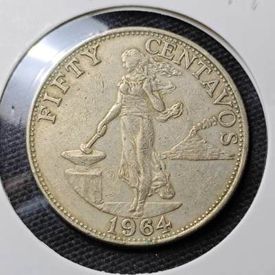 KK钱币收藏小铺 第311期 2月预留时间 周末发货 - 1964菲律宾50分 打铁女神