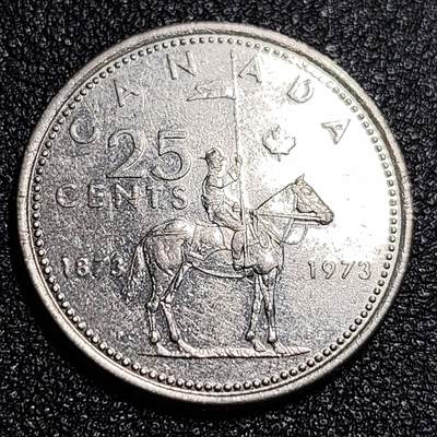 泉币菌-第56场-各国散币场 - 加拿大1973年25分纪念币，皇家骑警百年24mm