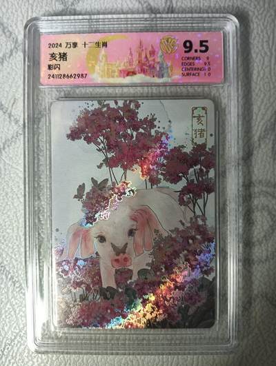 花开卡拍第31期（7月20号周日截拍，品控勿拍!!!拍品不寄存，运费5元，自制卡难免瑕疵，可能存在轻微撞角爆边等出厂瑕疵，品控介意勿拍！） - 万享评级卡彩闪卡 亥猪9.5分