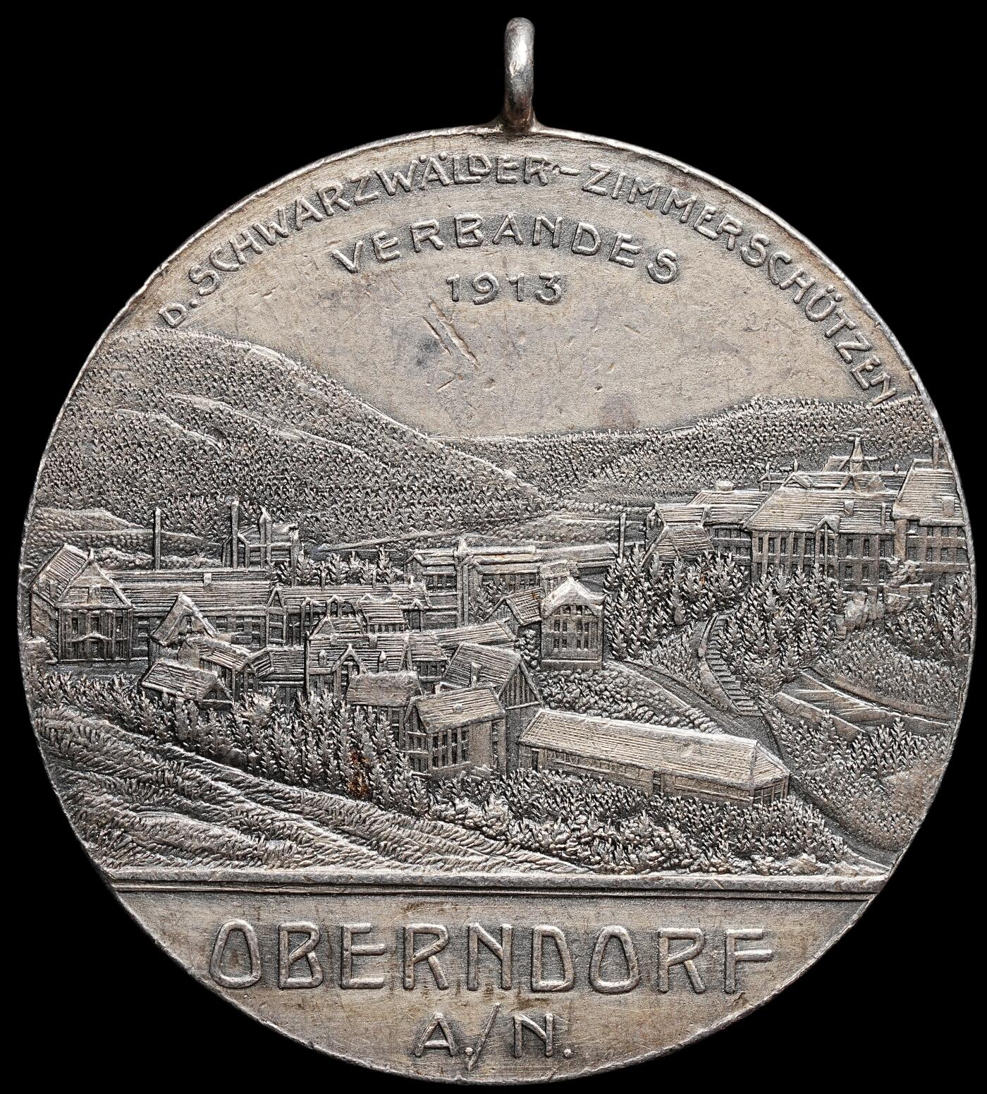 修遠堂世界钱币第七十八期 1913年德国-奧伯恩多夫射击节银章 40.13mm，26.08g