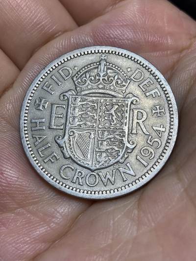 2025年第六十八场(总第九十四场）外国好品散币(免佣金) - 稀少年份–英国🇬🇧1954年半克朗(伊丽莎白二世青年桂冠，首发年)