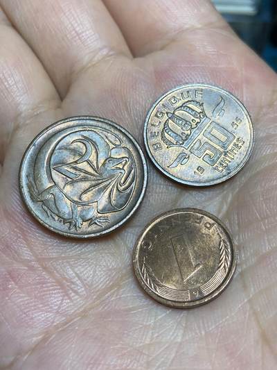 2025年第六十八场(总第九十四场）外国好品散币(免佣金) - 3枚：澳大利亚🇦🇺1972年2分，比利时🇧🇪1955年50生丁，德国🇩🇪1991年1芬尼