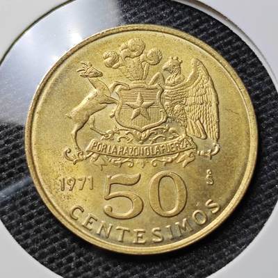 KK钱币收藏小铺 第310期 2月预留时间 周末发货 - 1971智利50分 好品