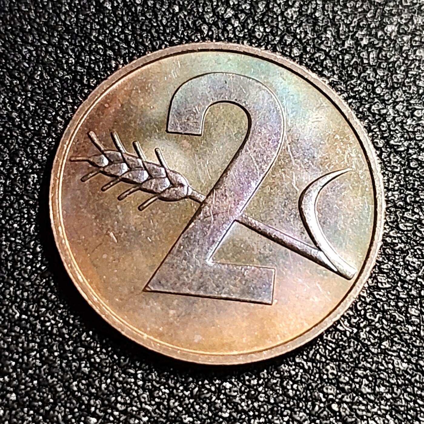泉币菌-第56场-各国散币场 原光美品 瑞士联邦 1970年2拉普 紫铜币(十字国徽)