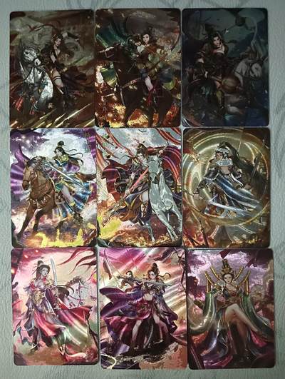 花开卡拍第31期（7月20号周日截拍，品控勿拍!!!拍品不寄存，运费5元，自制卡难免瑕疵，可能存在轻微撞角爆边等出厂瑕疵，品控介意勿拍！） - 燎原杨门女将粗闪妹卡9张