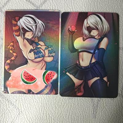 花开卡拍第31期（7月20号周日截拍，品控勿拍!!!拍品不寄存，运费5元，自制卡难免瑕疵，可能存在轻微撞角爆边等出厂瑕疵，品控介意勿拍！） - 艺术卡，2B彩闪两张，背面艺术