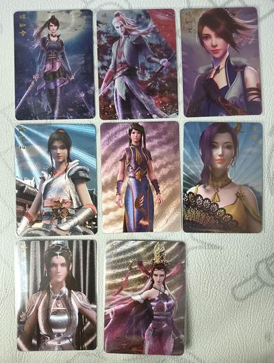 花开卡拍第31期（7月20号周日截拍，品控勿拍!!!拍品不寄存，运费5元，自制卡难免瑕疵，可能存在轻微撞角爆边等出厂瑕疵，品控介意勿拍！） - 画江湖之不良人卡牌 宁缺满赠卡 一套8张 粗闪