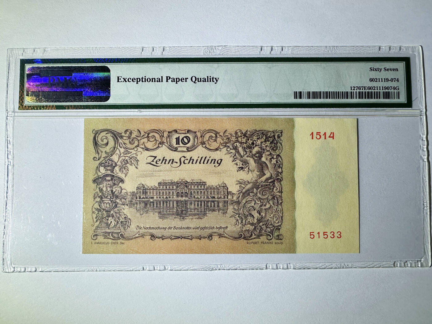 【Blue Auction】✨世界纸币精拍700期盛典——白金之夜🔥🔥🔥 A【p127 初版冠军分】奥地利 1950年10先令 “西班牙皇家马术学校”的骑手&位于维也纳的贝尔韦德雷城堡 PMG67EPQ 高分