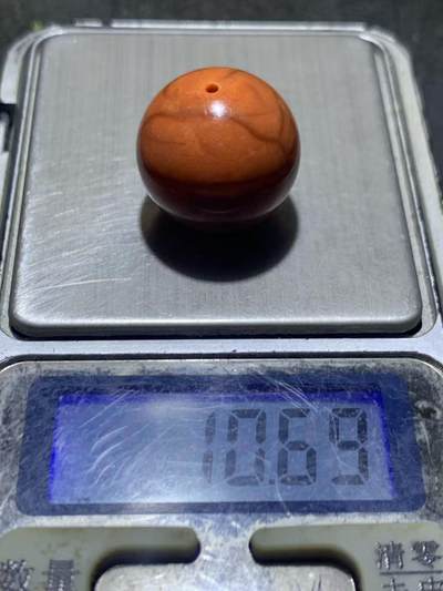 南红玛瑙柿子红2.0通货圆珠一颗， 南红玛瑙柿子红2.0通货圆珠一颗，