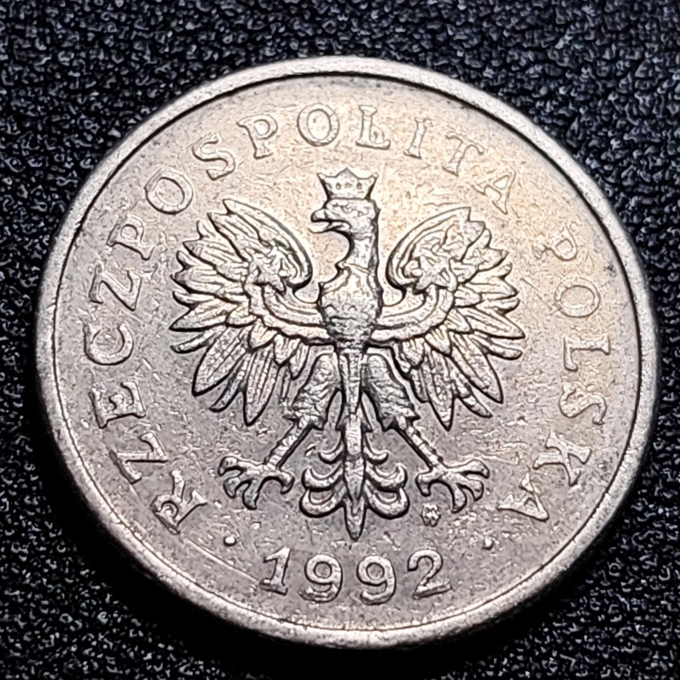 泉币菌-第57场-各国散币场 波兰1992年1兹罗提硬币 23mm 镍币 鹰