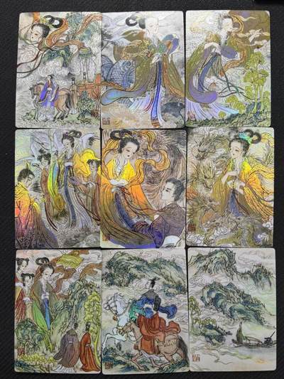 小浣熊卡拍NO.1期，0佣金免手续费，放心凑单大胆拍，分享成交有奖励！（周六晚9点截拍，0佣金收拍品！） - 莹彩艺 摩点众筹 董洁莹绘国风水墨《洛神赋》浮雕彩闪一套 共9张
